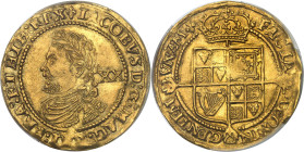 GRANDE-BRETAGNE - UNITED KINGDOM
Jacques Ier (1603-1625). Laurel de 20 shillings, 3e monnayage, 4e tête ND (1623-1624), Londres.
Av. (différent) IACOB...