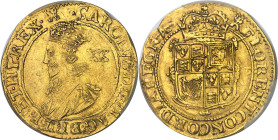 GRANDE-BRETAGNE - UNITED KINGDOM
Charles Ier (1625-1649). Unité d’or valant 20 shillings ND (1627-1628), Tour de Londres.
Av. (différent). CAROLVS. D:...