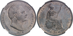 GRANDE-BRETAGNE - UNITED KINGDOM
Guillaume IV (1830-1837). Penny 1834, Londres.
Av. GULIELMUS IIII - DEI GRATIA. Tête nue à droite ; au-dessous (date)...