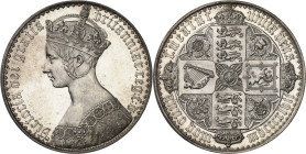 GRANDE-BRETAGNE - UNITED KINGDOM
Victoria (1837-1901). Crown ou couronne gothique, Flan bruni (PROOF) 1847, Londres.
Av. VICTORIA DEI GRATIA BRITANNIA...