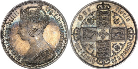 GRANDE-BRETAGNE - UNITED KINGDOM
Victoria (1837-1901). Florin (2 shillings), écriture gothique 1883, Londres.
Av. Victoria d: g: britt: - reg: f: d: (...