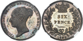 GRANDE-BRETAGNE - UNITED KINGDOM
Victoria (1837-1901). Six pence, Flan bruni (PROOF) 1839, Londres.
Av. VICTORIA DEI GRATIA BRITANNIAR: REG: F: D:. Tê...