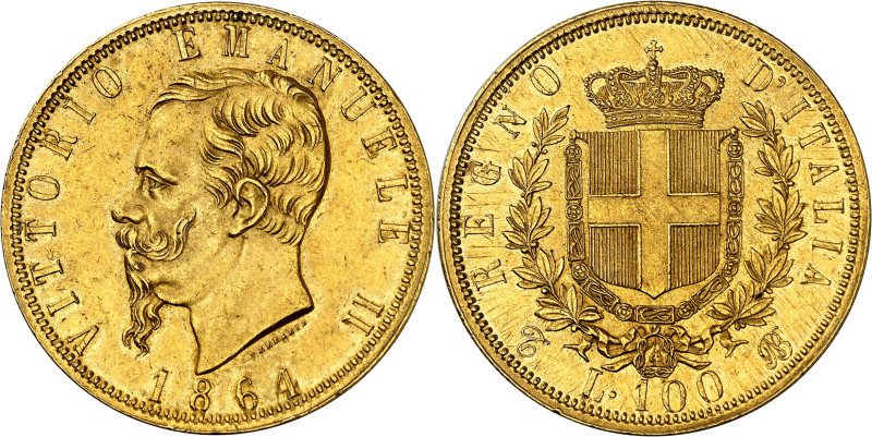 ITALIE - ITALY
Victor-Emmanuel II (1861-1878). 100 lire 1864, T, Turin.
Av. VITT...