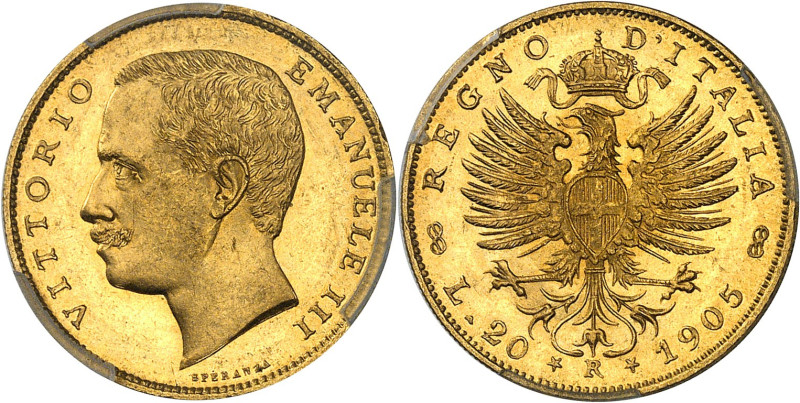 ITALIE - ITALY
Victor-Emmanuel III (1900-1946). 20 lire à l’aigle 1905, R, Rome....