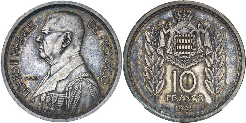 MONACO - MONACO
Louis II (1922-1949). Essai-piéfort de 10 francs en argent, Flan...