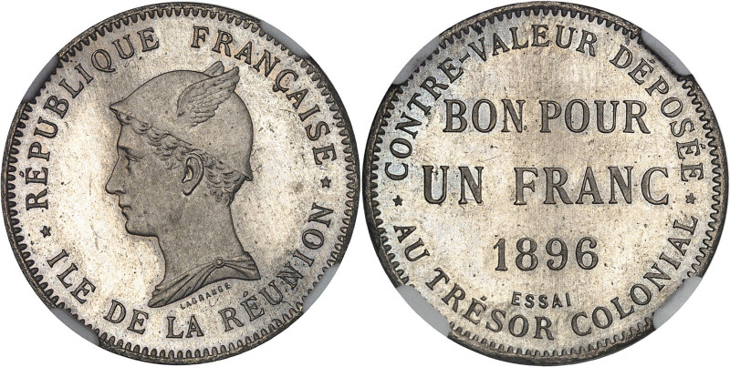 RÉUNION (ÎLE DE LA) - REUNION
IIIe République (1870-1940). Essai de Un franc (bo...