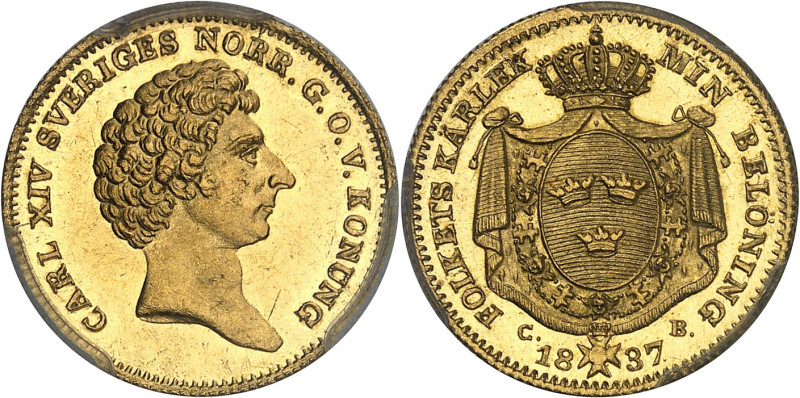 SUÈDE - SWEDEN
Charles XIV Jean (1818-1844). Ducat, aspect Flan bruni (PROOFLIKE...