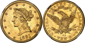 USA - UNITED STATES OF AMERICA
République fédérale des États-Unis d’Amérique (1776-à nos jours). 10 dollars Liberty, avec devise 1891, CC, Carson City...