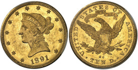 USA - UNITED STATES OF AMERICA
République fédérale des États-Unis d’Amérique (1776-à nos jours). 10 dollars Liberty, avec devise 1891, CC, Carson City...