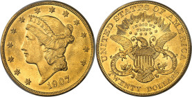 USA - UNITED STATES OF AMERICA
République fédérale des États-Unis d’Amérique (1776-à nos jours). 20 dollars Liberty, avec devise 1907, Philadelphie.
A...