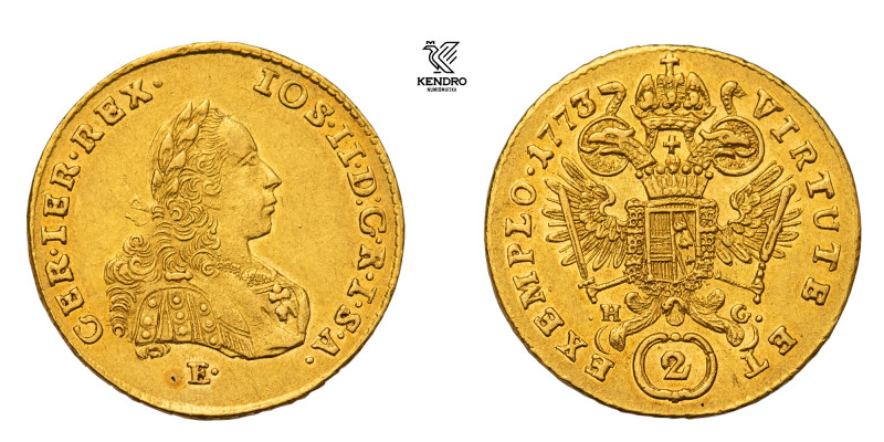 Joseph II. 2 Ducat 1773. Alba Iulia.

Josef II. 2 Dukát 1773. Karlovský Bělehr...