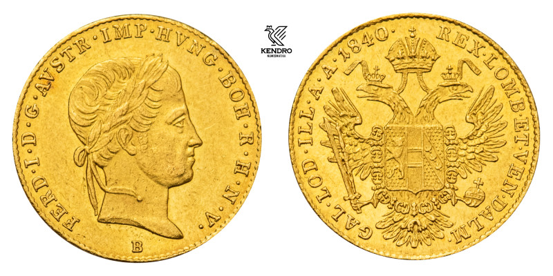 Ferdinand I of Austria. Ducat 1840. Kremnitz.

Ferdinand V. Dukát 1840. Kremni...