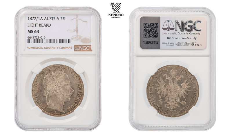 Francis Joseph I. 2 Gulden 1872. Vienna. Rare!

Mint lustre in the field! NGC ...