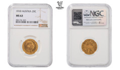 Francis Joseph I. 20 Corona 1910. Vienna. 

NGC MS 62.

František Josef I. 20 Koruna 1910. Vídeň. 

NGC MS 62.

6,77 g, 21 mm, Au, Frühwald 19...