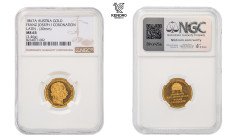 Francis Joseph I. Gold Token 1867 (Ducat). Coronation of the Hungarian King in Buda.

Extraordinary specimen with mint lustre in the field! Latin in...
