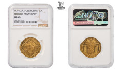 Czechoslovakia. Gold medal (4 Ducats). 10th Anniversary of Czechoslovakia 1918 - 1928. Kremnitz.

Extraordinary specimen with mint lustre in the fie...