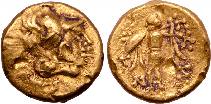 Central Europe, the Boii AV 1/8 Stater. Athene-Alkis Type. Circa 2nd century BC....