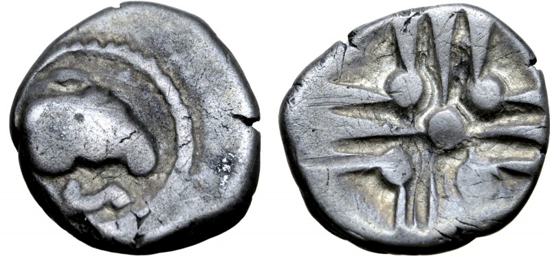 Central Europe, Noricum AR Obol. Svicca Type. Circa 1st century BC. Ram's head t...