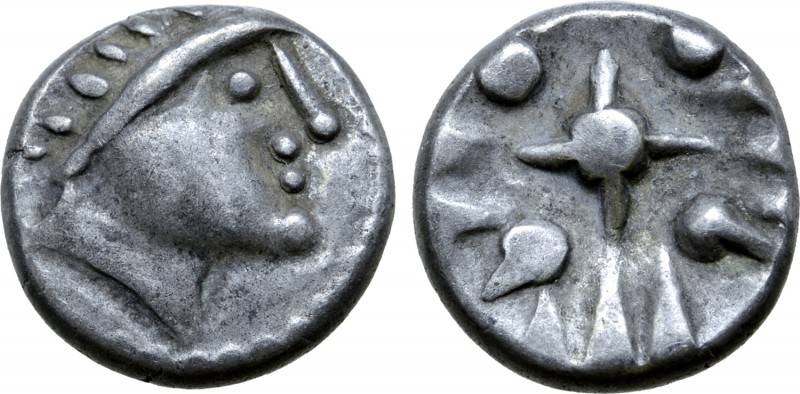 Central Europe, Noricum AR Obol. Eis Type. Circa 2nd - 1st century BC. Male head...