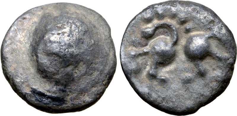 Central Europe, Noricum AR Obol. Karlsteiner Art Type. Circa 2nd - 1st century B...