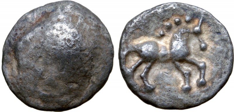 Central Europe, Noricum AR Obol. Karlsteiner Art Type. Circa 2nd - 1st century B...