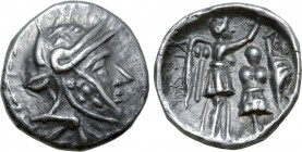 Seleukid Empire, Antiochos I Soter, with Seleukos I Nikator, AR Hemidrachm.