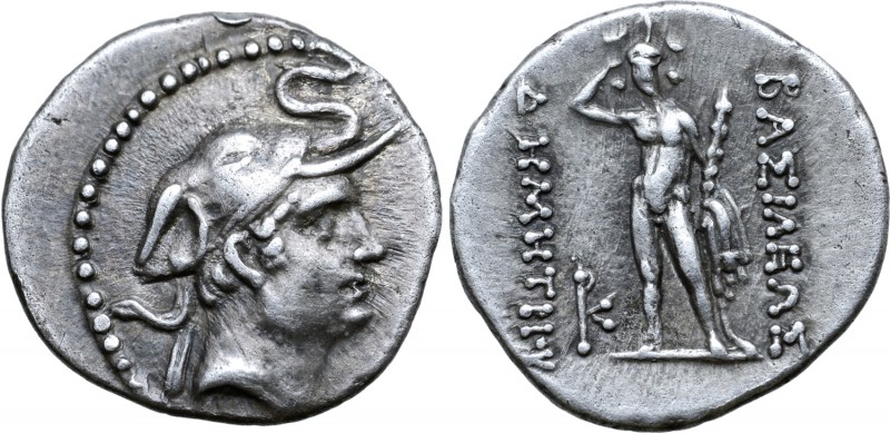 Greco-Baktrian Kingdom, Demetrios I Aniketos AR Obol. Circa 200-185 BC. Diademed...