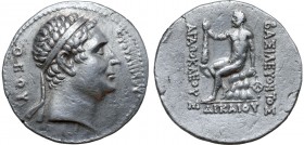 Greco-Baktrian Kingdom, Agathokles AR Tetradrachm.