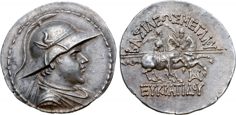 Greco-Baktrian Kingdom, Eukratides I Megas AR Tetradrachm. Circa 170-145 BC. Dia...
