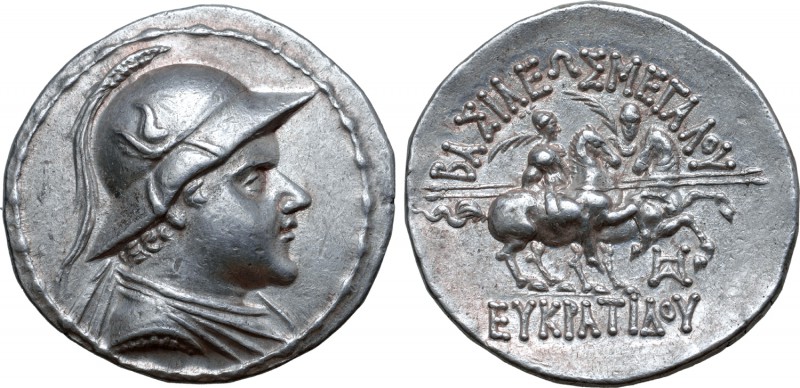 Greco-Baktrian Kingdom, Eukratides I Megas AR Tetradrachm. Circa 170-145 BC. Dra...