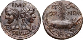 Augustus and Agrippa Æ As of Nemausus, Gaul.