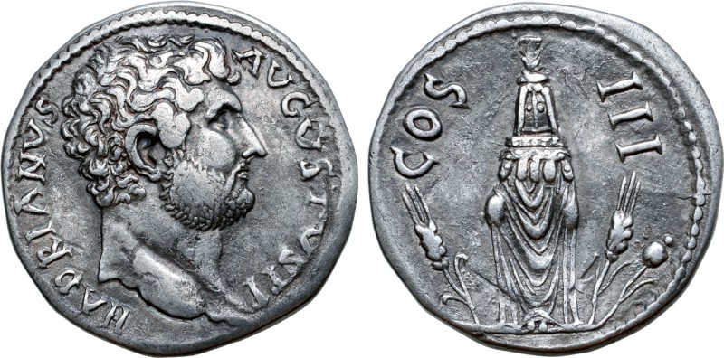 Hadrian AR Cistophorus. Sardis mint, after AD 128. HADRIANVS AVGVSTVS P P, bare ...