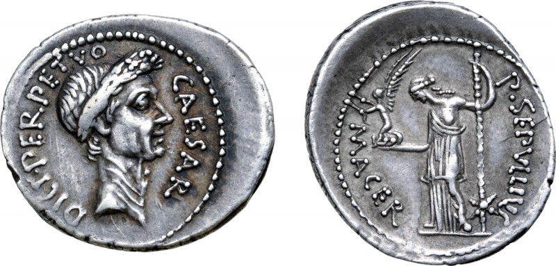 Julius Caesar AR Denarius. Rome, January-February 44 BC. Lifetime issue. P. Sepu...