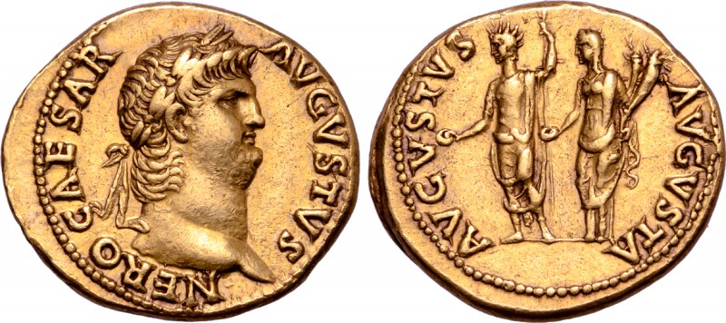 Nero AV Aureus. Rome, AD 64-66. NERO CAESAR AVGVSTVS, laureate head right / AVGV...