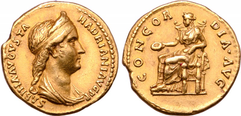 Sabina (wife of Hadrian) AV Aureus. Rome, AD 128-136. SABINA•AVGVSTA HADRIANI AV...