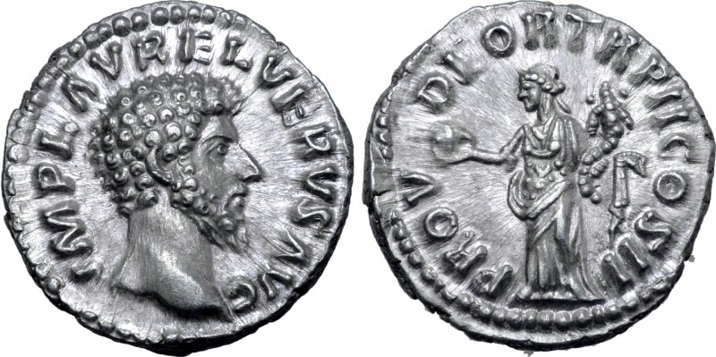 Lucius Verus AR Denarius. Rome, AD 161-162. IMP L AVREL VERVS AVG, bare head rig...