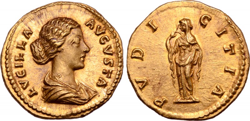 Lucilla (daughter of Marcus Aurelius and wife of Lucius Verus) AV Aureus. Rome, ...