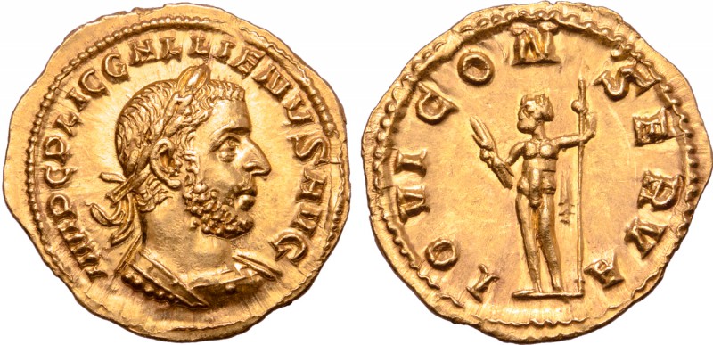 Gallienus AV Aureus. Rome, AD 253-254. IMP C P LIC GALLIENVS AVG, laureate and c...