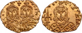 Constantine V, with Leo IV, AV Solidus.