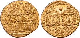 Constantine VI, with Leo III, Constantine V, and Leo IV AV Solidus.