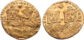 Constantine VI, with Leo III, Constantine V, and Leo IV AV Solidus.