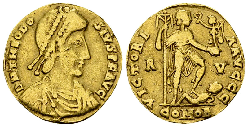 Theodosius II AV Solidus, Ravenna 

Theodosius II (402-450 AD). AV Solidus (19...