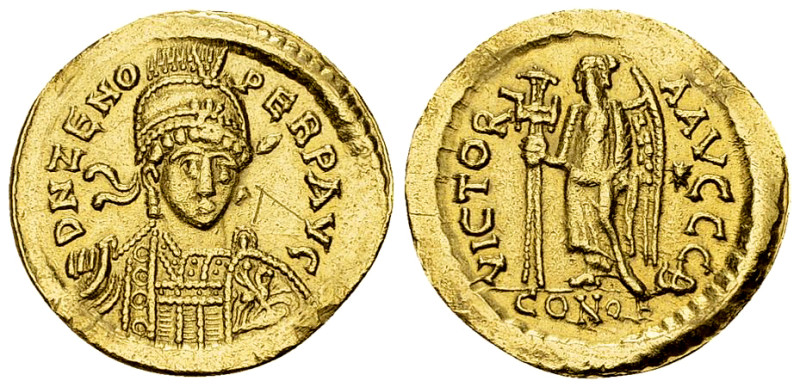 Zeno AV Solidus, Constantinopolis 

Zeno, second reign (476-491). AV Solidus (...