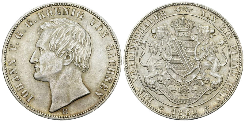 Sachsen, AR Taler 1869 B 

Deutschland. Sachsen, Kurlinie. Johann (1854-1873)....