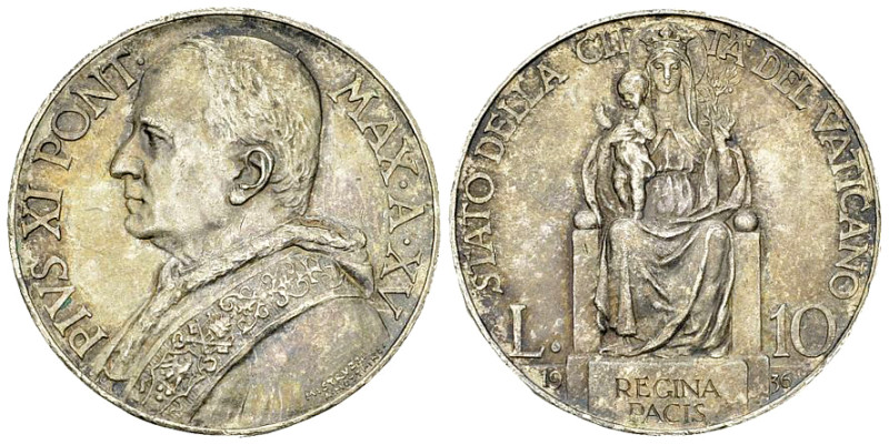 Pius IX, AR 10 Lire 1936/XV 

Vatican. Pius IX. AR 10 Lire 1936/XV (9.99 g).
...