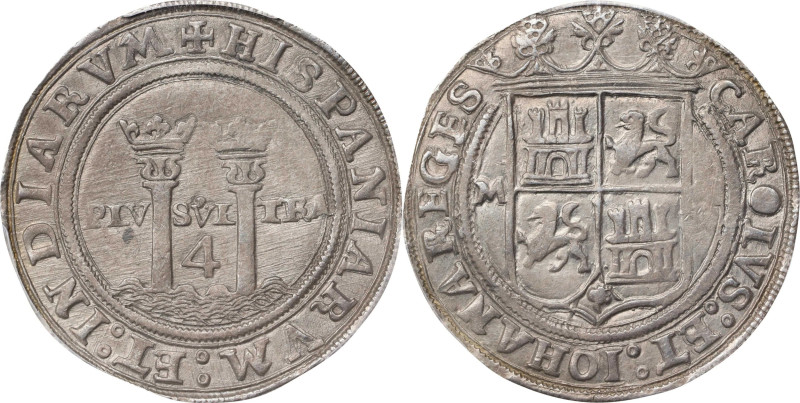 MEXICO. Cob 4 Reales, ND (1542-48)-M G. Mexico City Mint. Carlos and Johanna. PC...