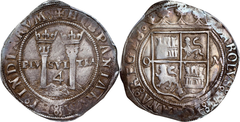 MEXICO. Cob 4 Reales, ND (155?-57)-O M. Mexico City Mint. Charles & Johanna. PCG...