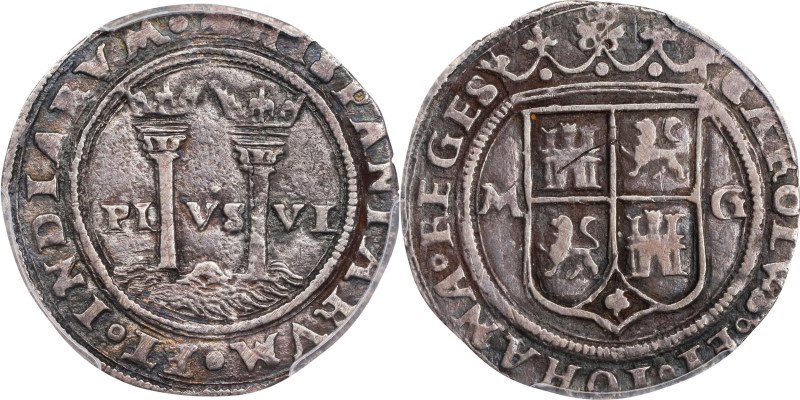 MEXICO. Cob Real, ND (1542-48)-M G. Mexico City Mint. Carlos and Johanna. PCGS V...