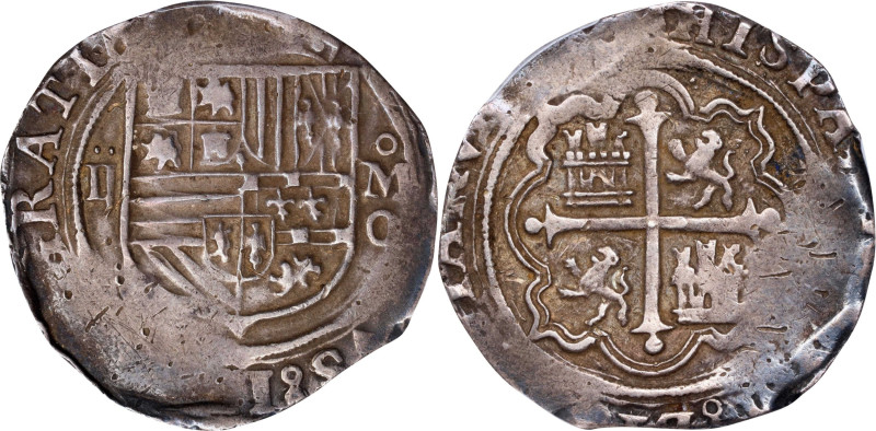 MEXICO. Cob 2 Reales, ND (1572-89)-Mo O. Mexico city Mint. Philip II. PCGS Genui...
