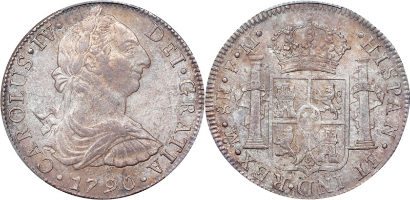 MEXICO. 8 Reales, 1790-Mo FM. Mexico City Mint. Charles IV. PCGS AU-58.
KM-107;...